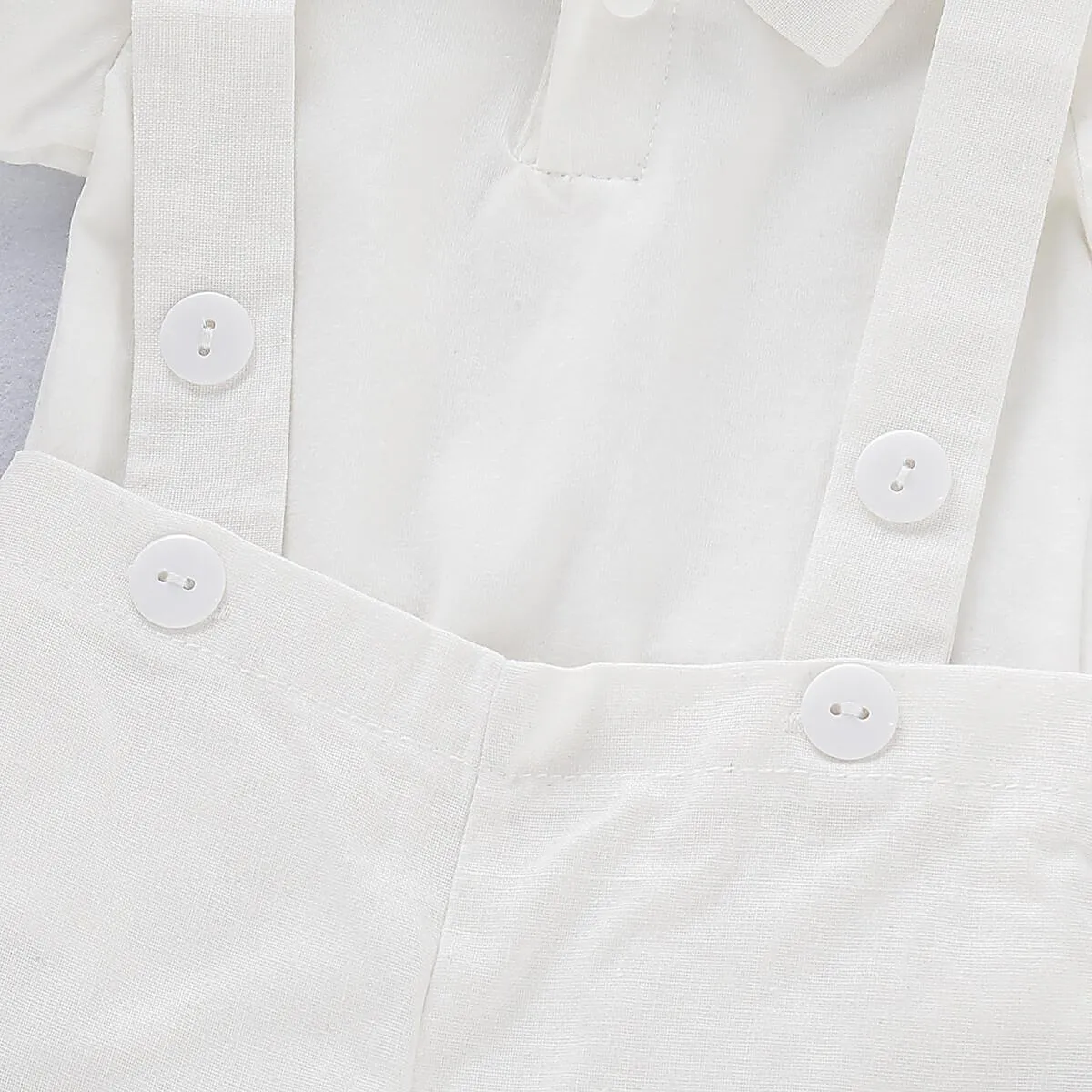 3-24M Christening Newborn Baby Boys Clothes Baby Boys 2PCS Outfits Short Sleeve Lapel Romper Tops Overall Shorts Gentle Set White Catpapa 190390-1