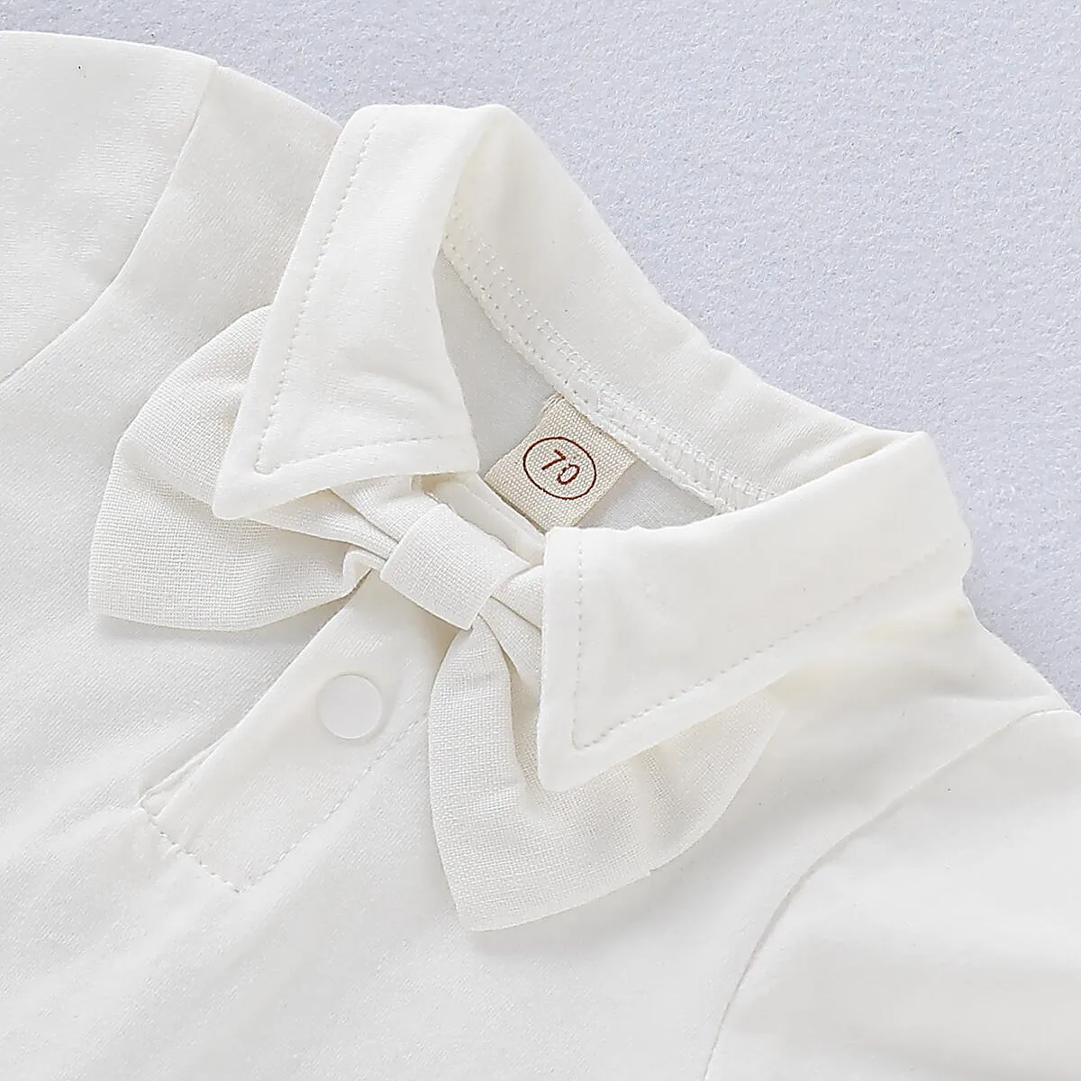 3-24M Christening Newborn Baby Boys Clothes Baby Boys 2PCS Outfits Short Sleeve Lapel Romper Tops Overall Shorts Gentle Set White Catpapa 190390-1