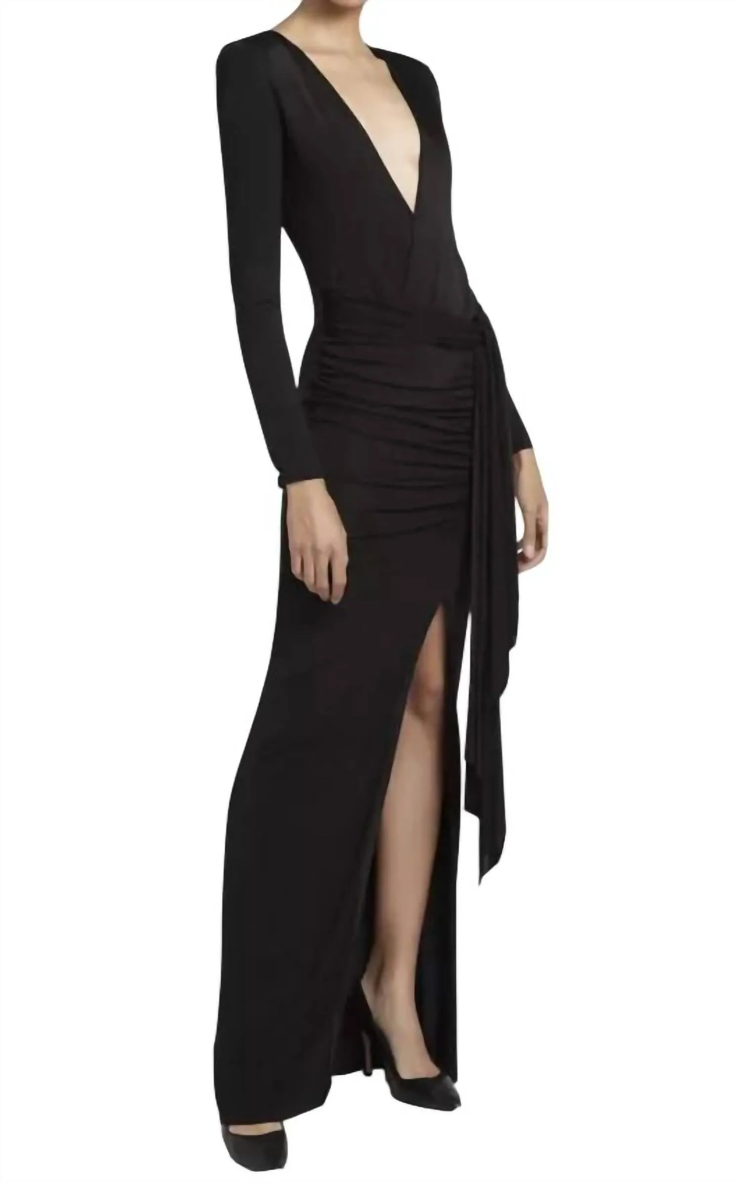 Alice   Olivia - Kyra Deep Drapey Maxi Dress