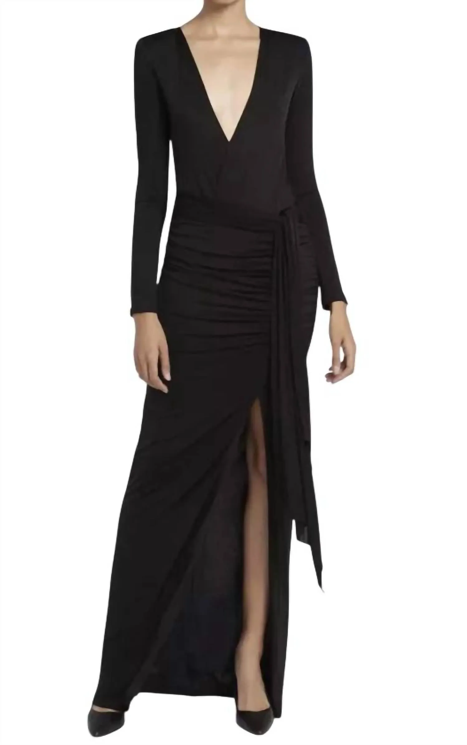 Alice   Olivia - Kyra Deep Drapey Maxi Dress