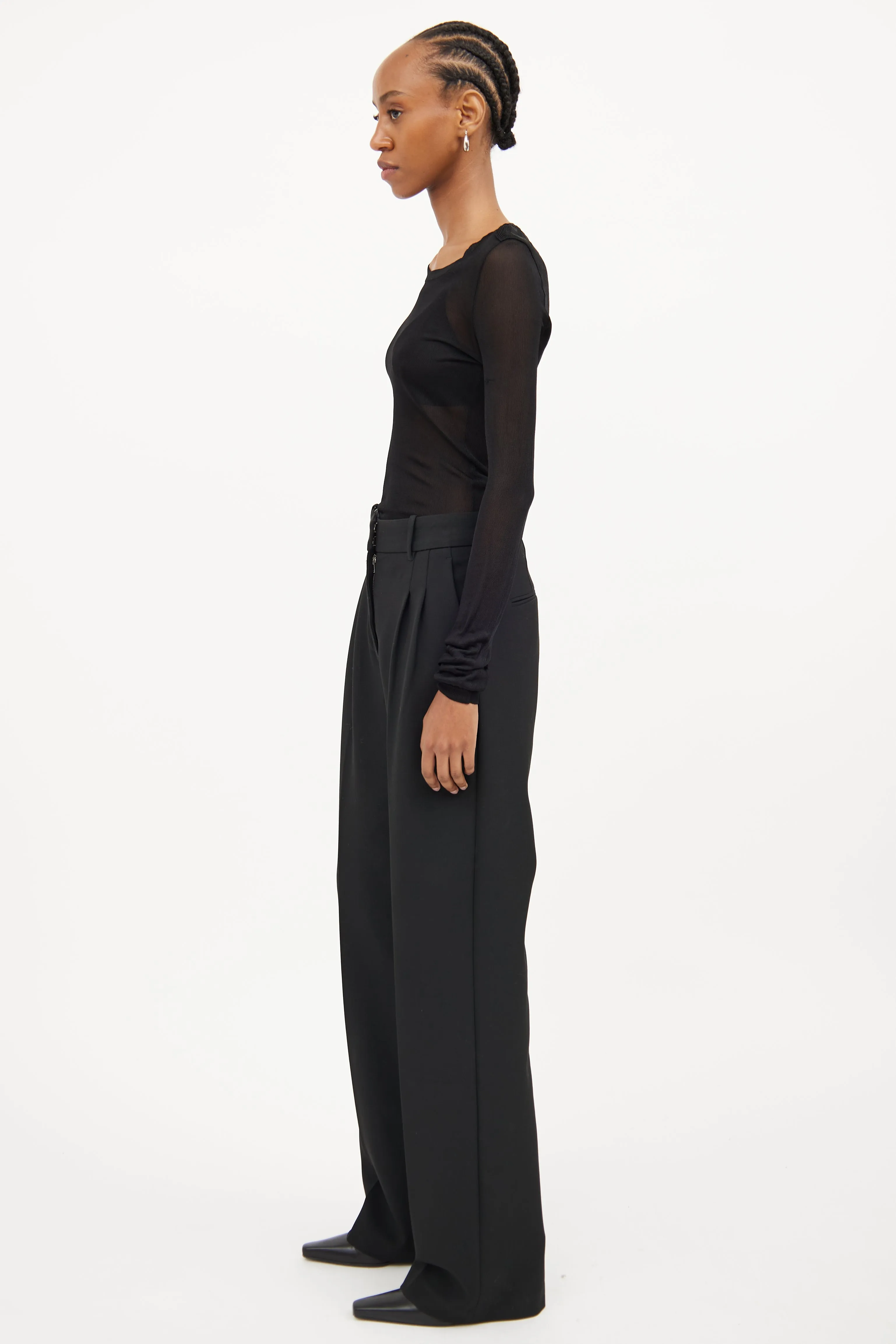 Black Mesh Long Sleeve Top