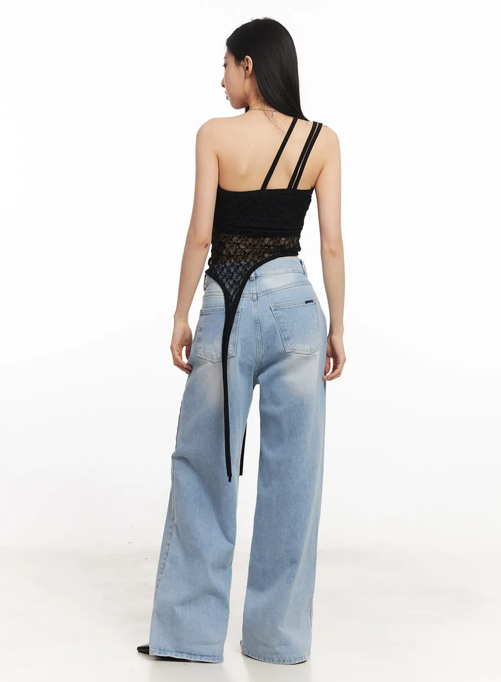 Calista Washed Wide-Leg Bootcut Jeans CA516