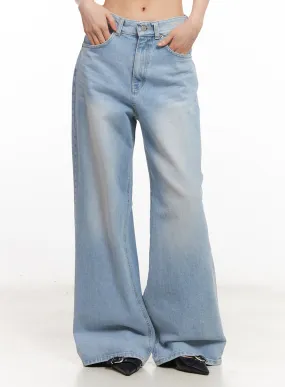 Calista Washed Wide-Leg Bootcut Jeans CA516