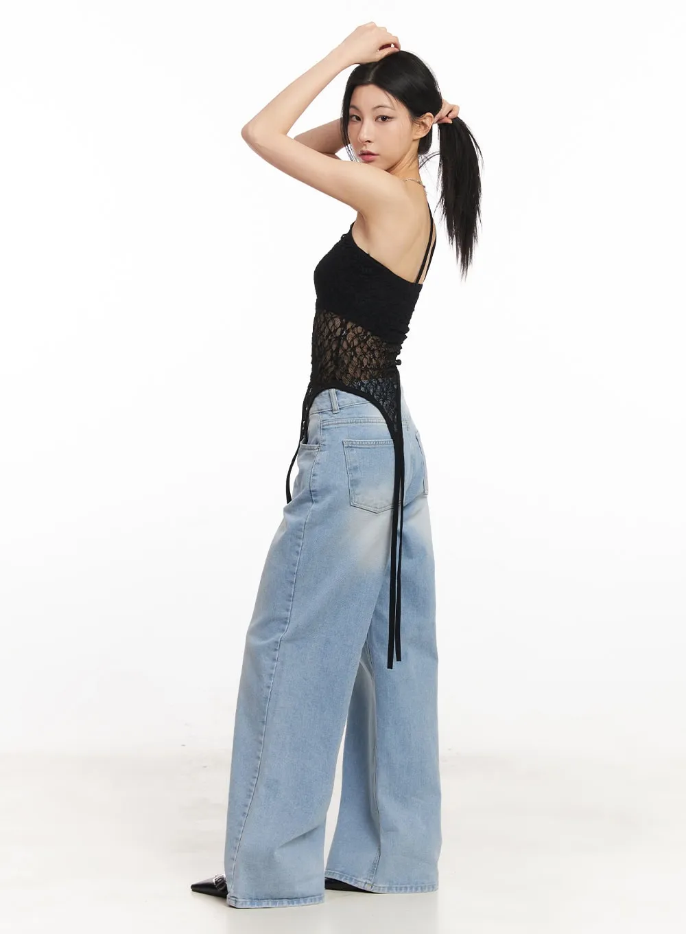 Calista Washed Wide-Leg Bootcut Jeans CA516