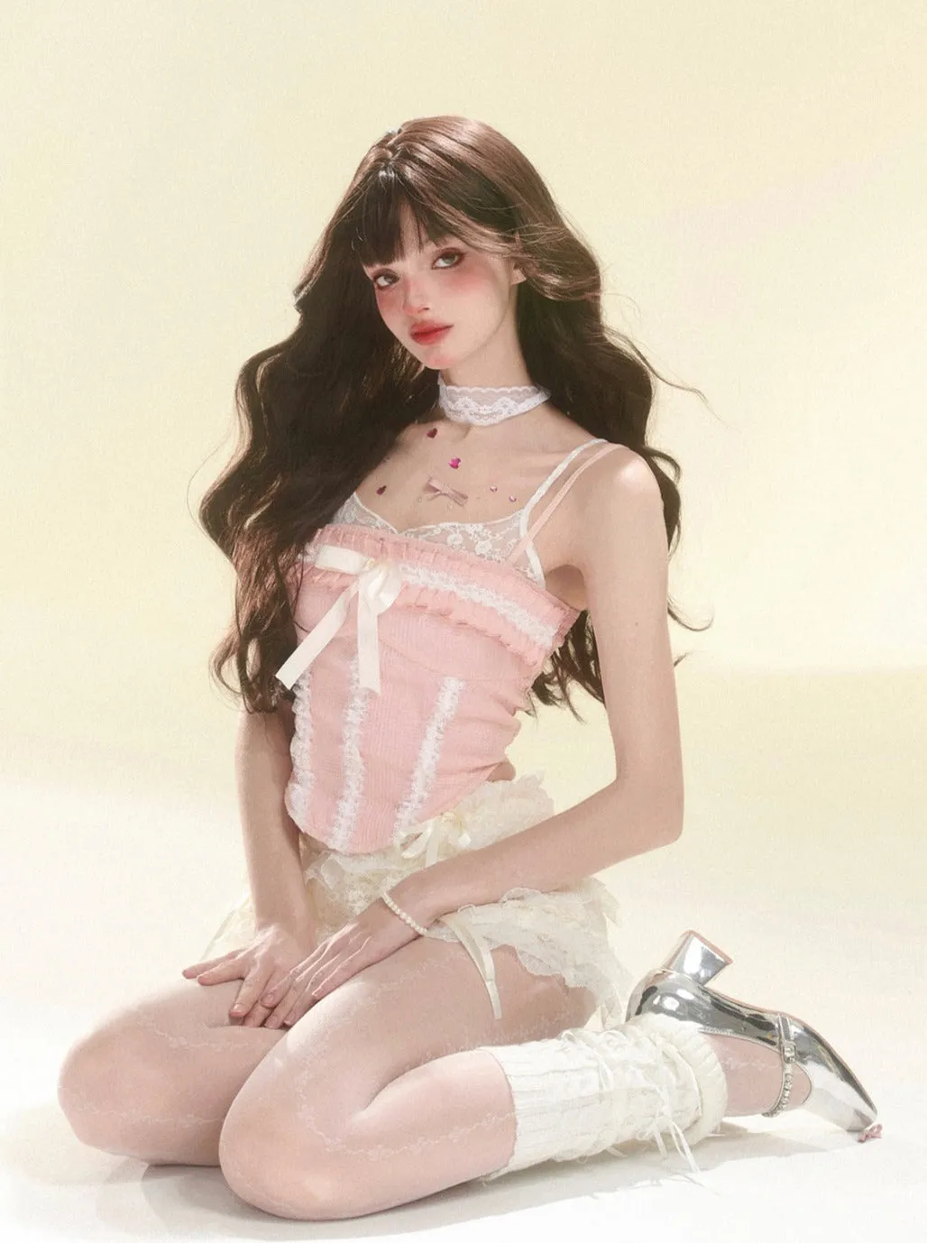 Camisole Tops Lace Frilled