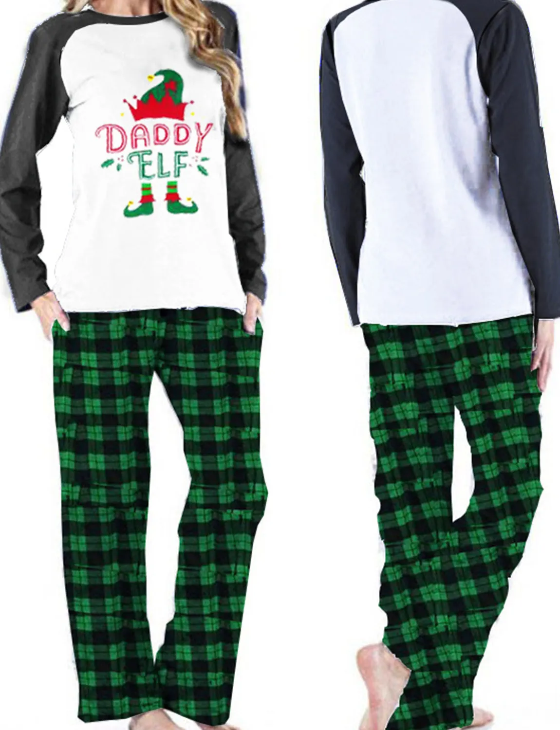 Christmas Plaid Patterns Long Sleeve Homewear Pajamas