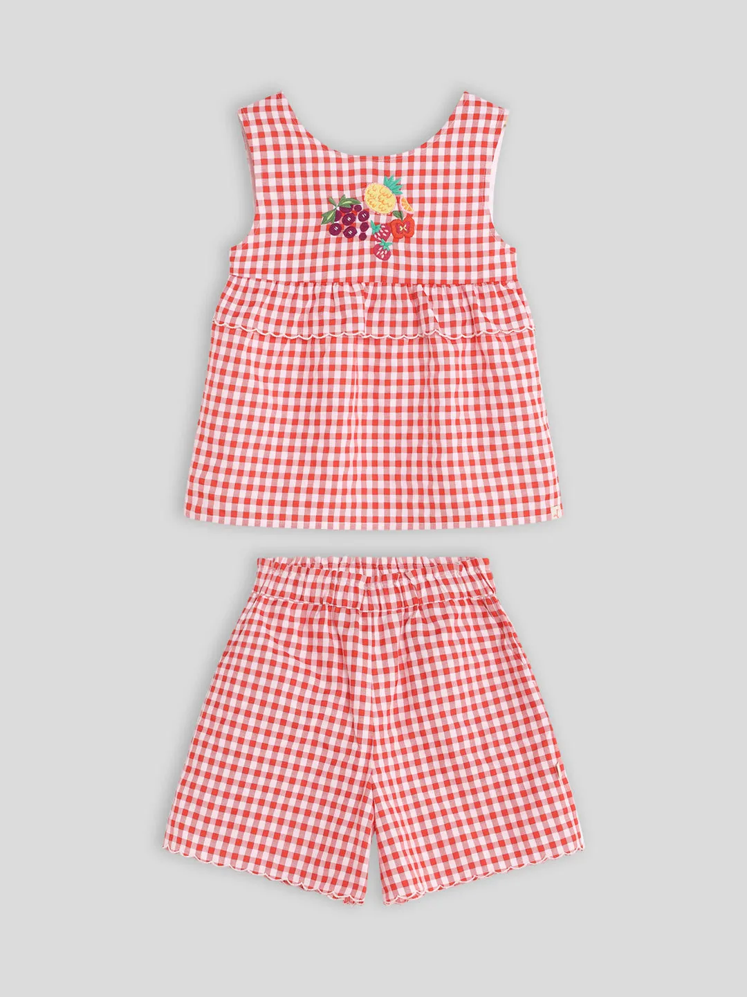 Fruity Gingham Top & Shorts Set