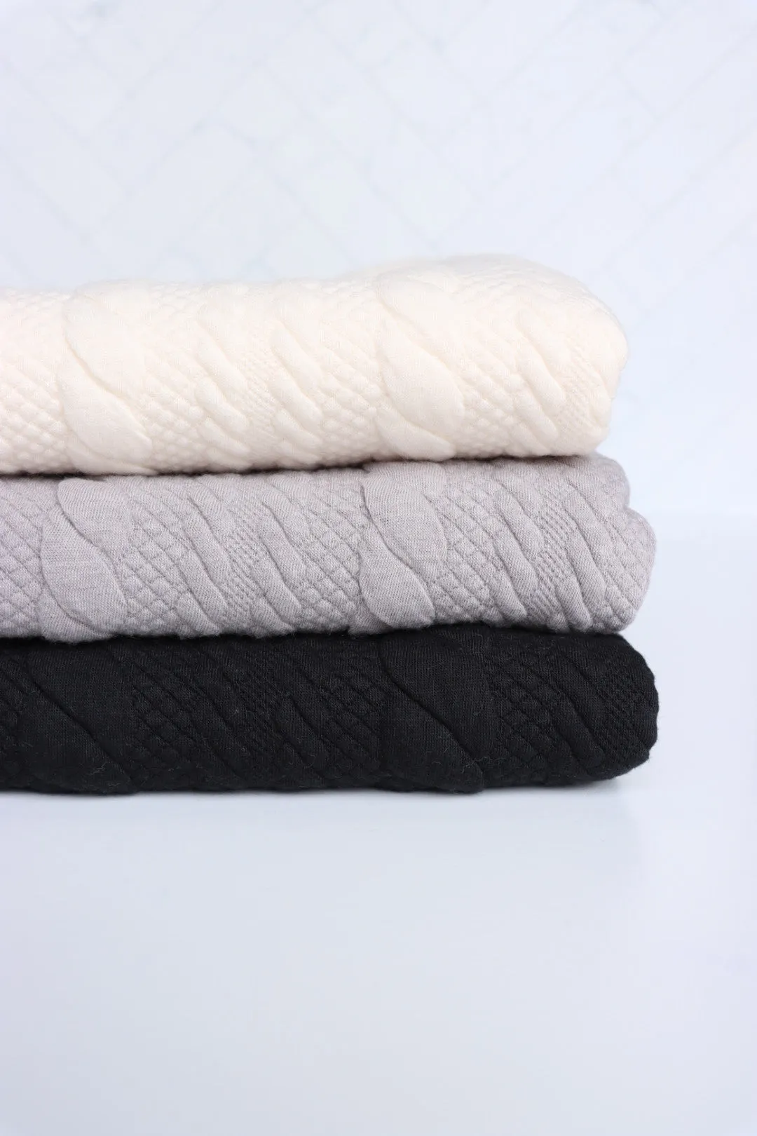 Gray Cables Quilted Knit | By The Half Yard