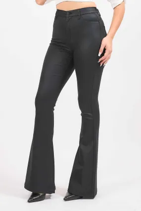 High-Rise With Curvy Back Coated Flare Jeans