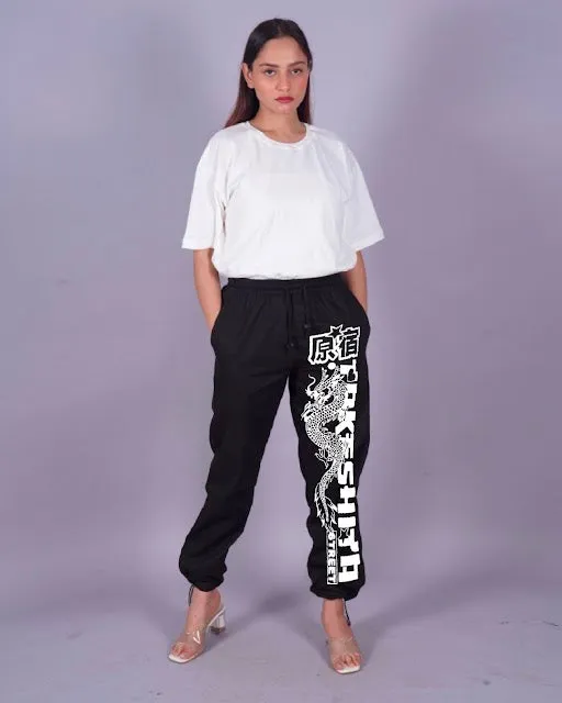 Japanese Dragon Women's Adjustable Black Cargo Pants