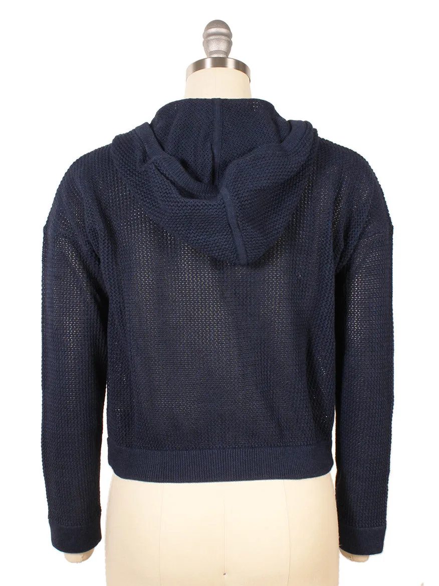 Kinross Mesh Zip Hoodie in Navy