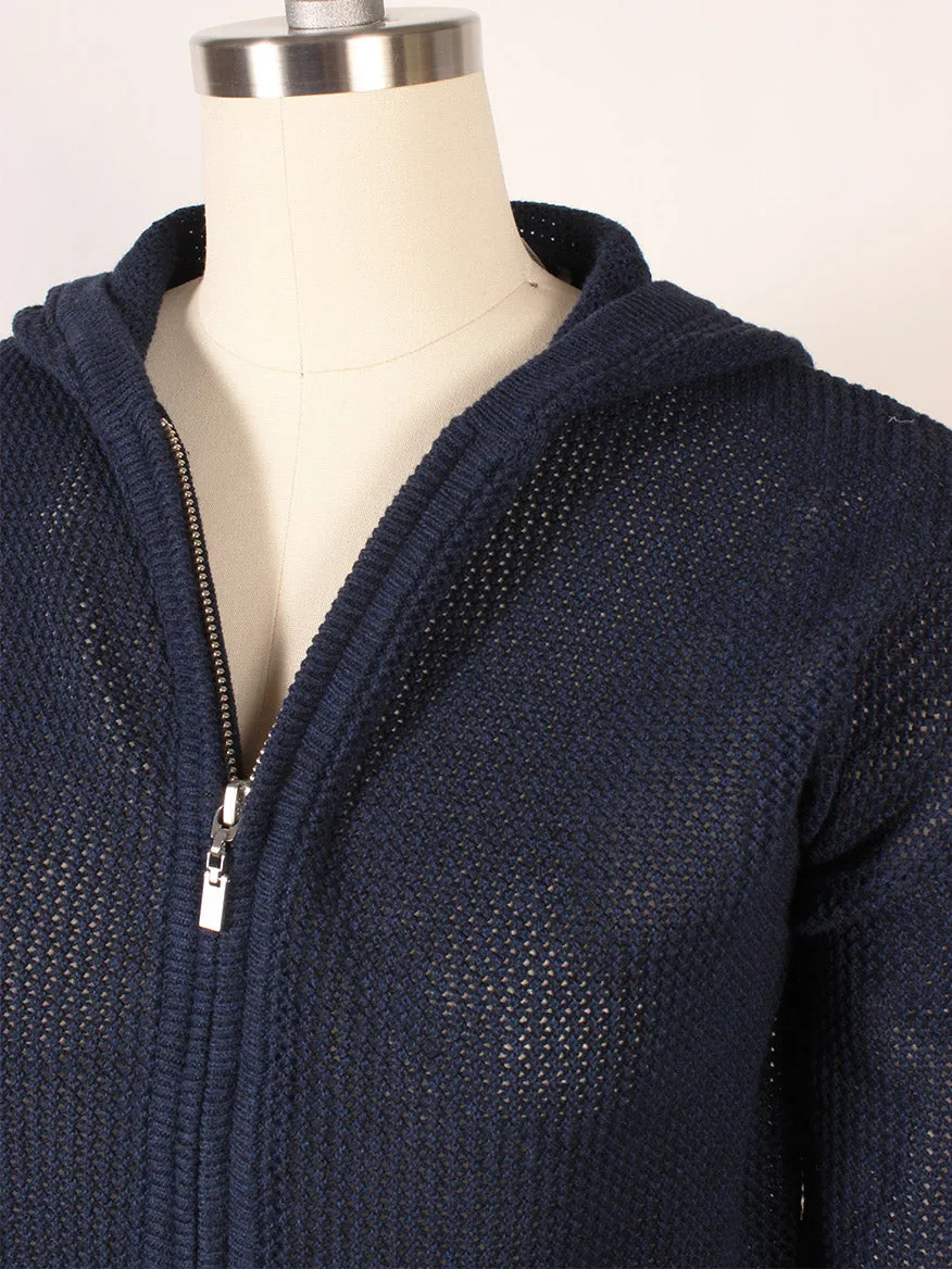 Kinross Mesh Zip Hoodie in Navy