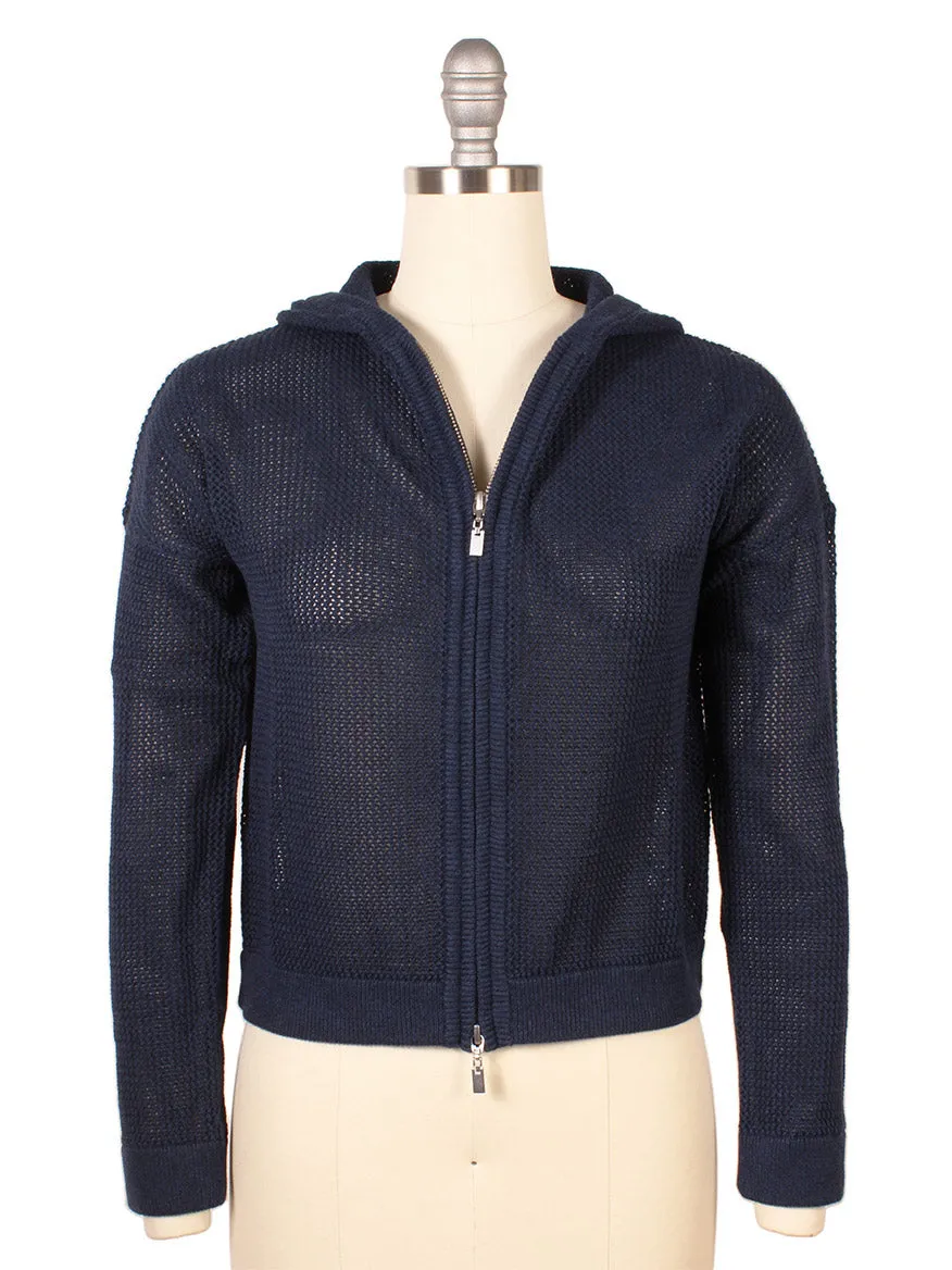 Kinross Mesh Zip Hoodie in Navy