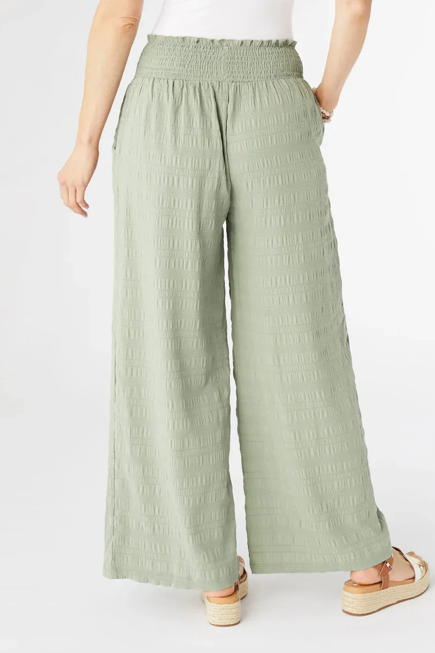 Lillian Flowy Textured Pant with Cinched Waist