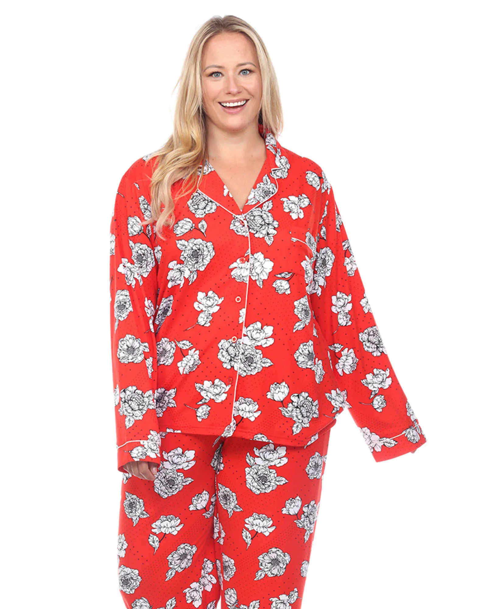 Long Sleeve Floral Pajama Set | Red