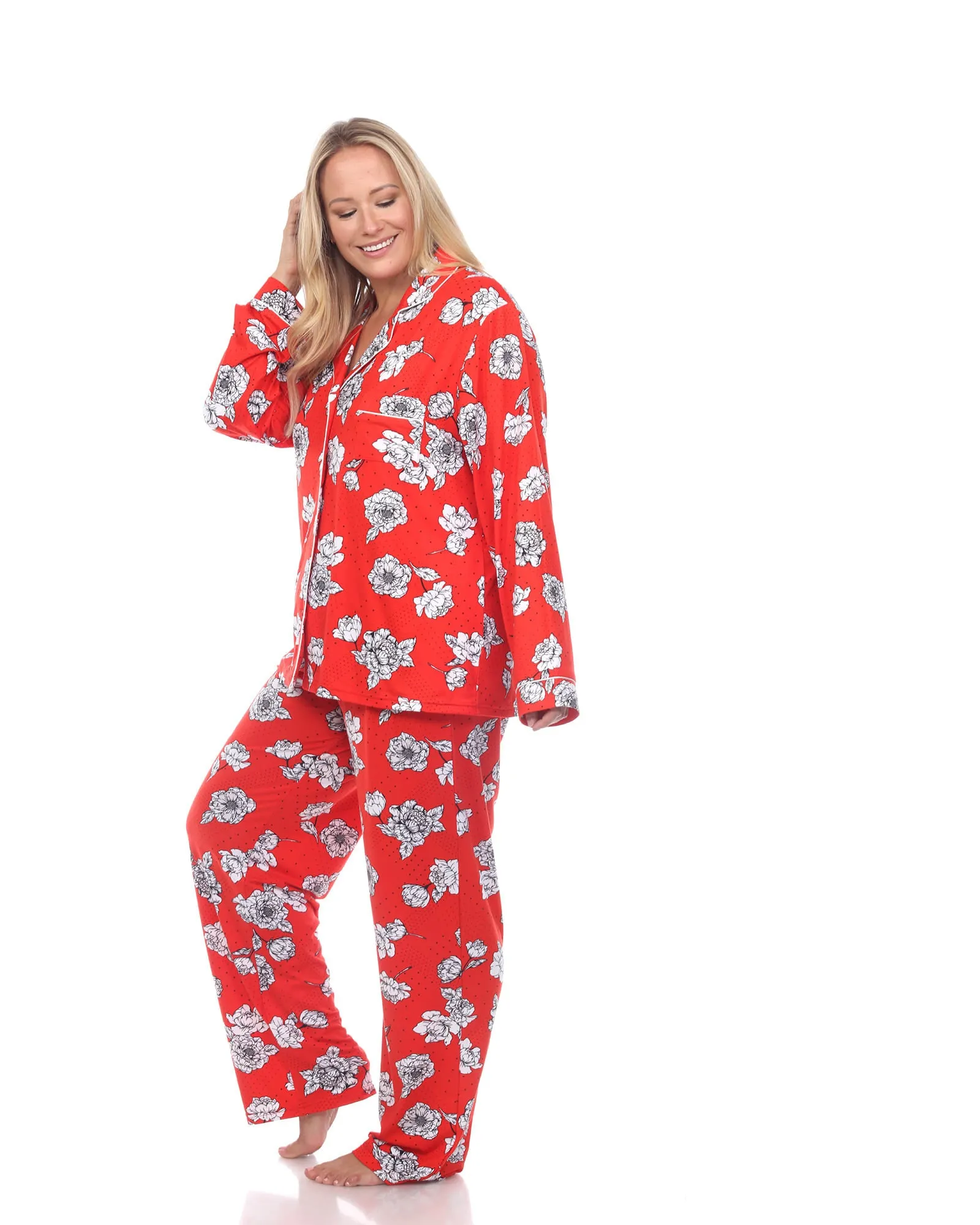 Long Sleeve Floral Pajama Set | Red
