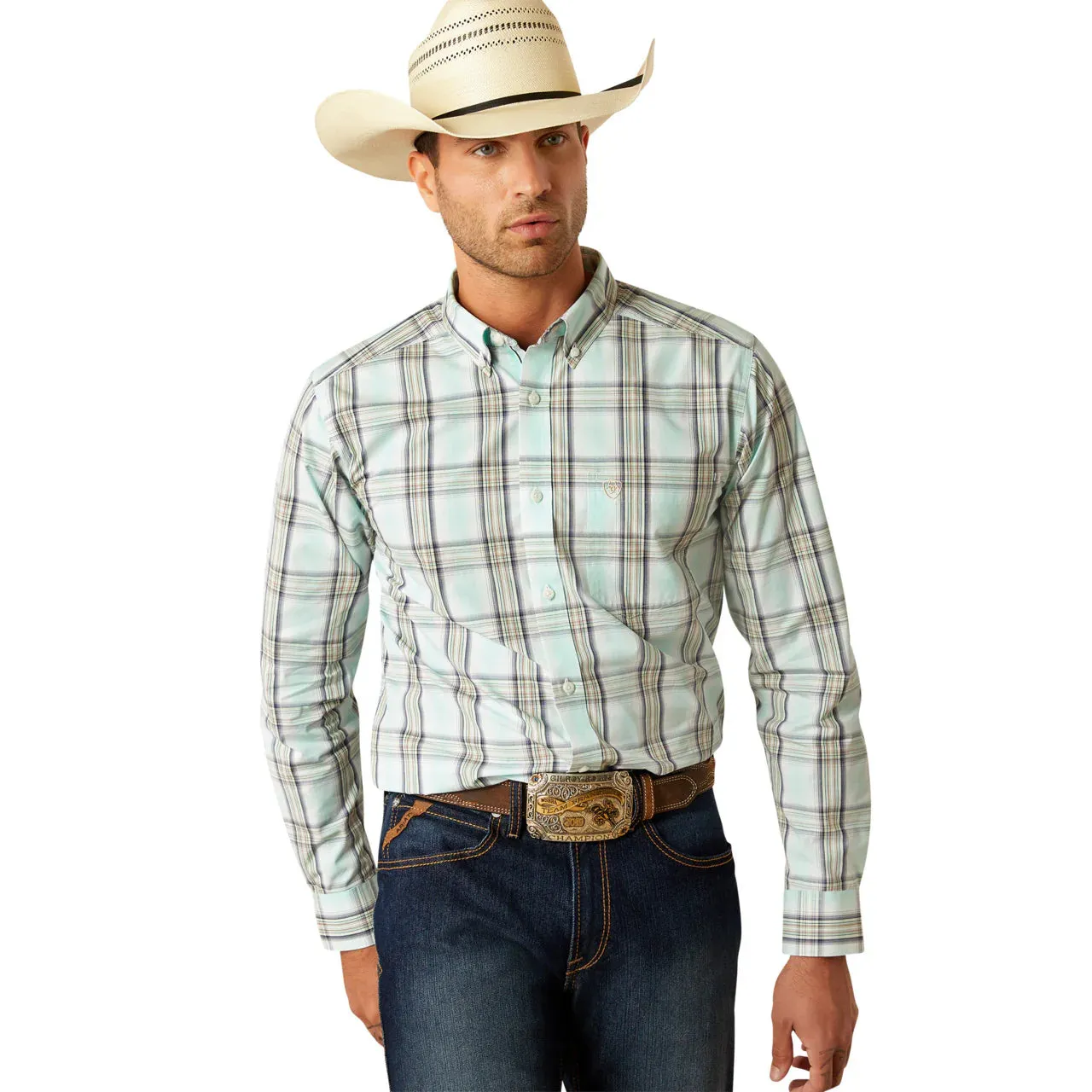 Men's Ariat Pro Series Corban Mint Fitted Shirt 10054808