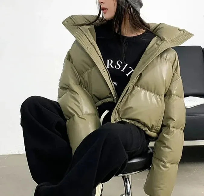 Puffy Thick Long Sleeve Cotton Down Coats