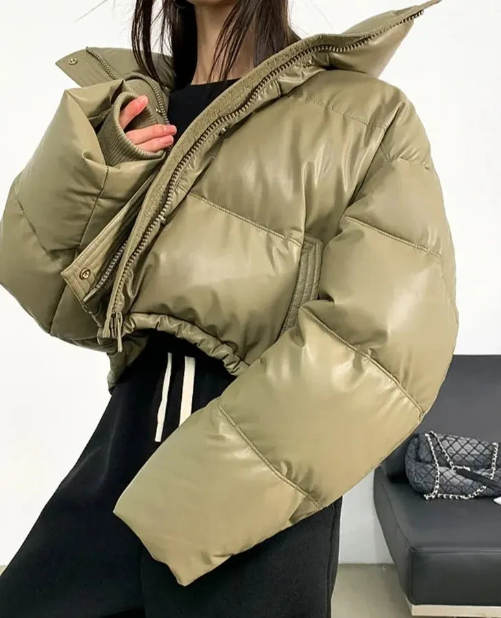 Puffy Thick Long Sleeve Cotton Down Coats