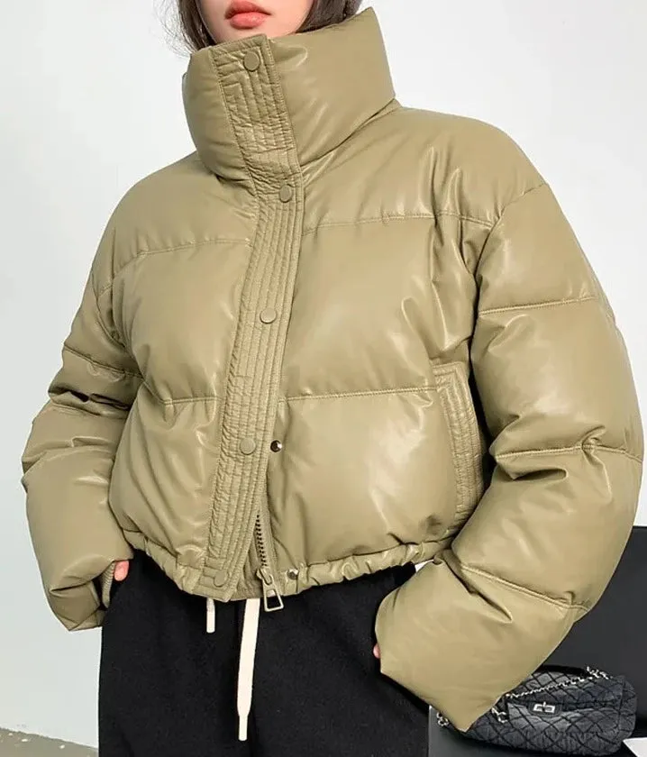 Puffy Thick Long Sleeve Cotton Down Coats
