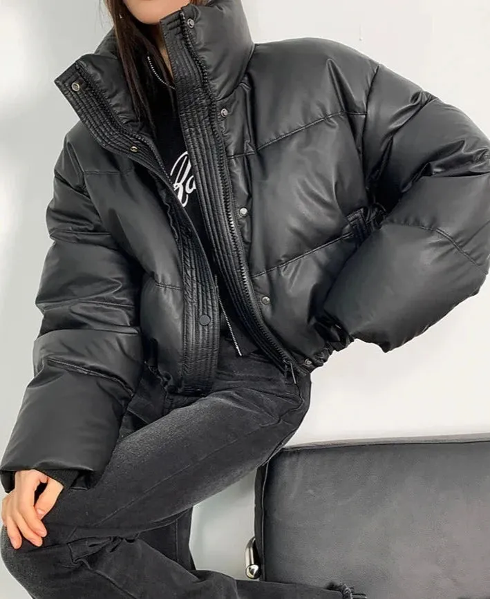 Puffy Thick Long Sleeve Cotton Down Coats
