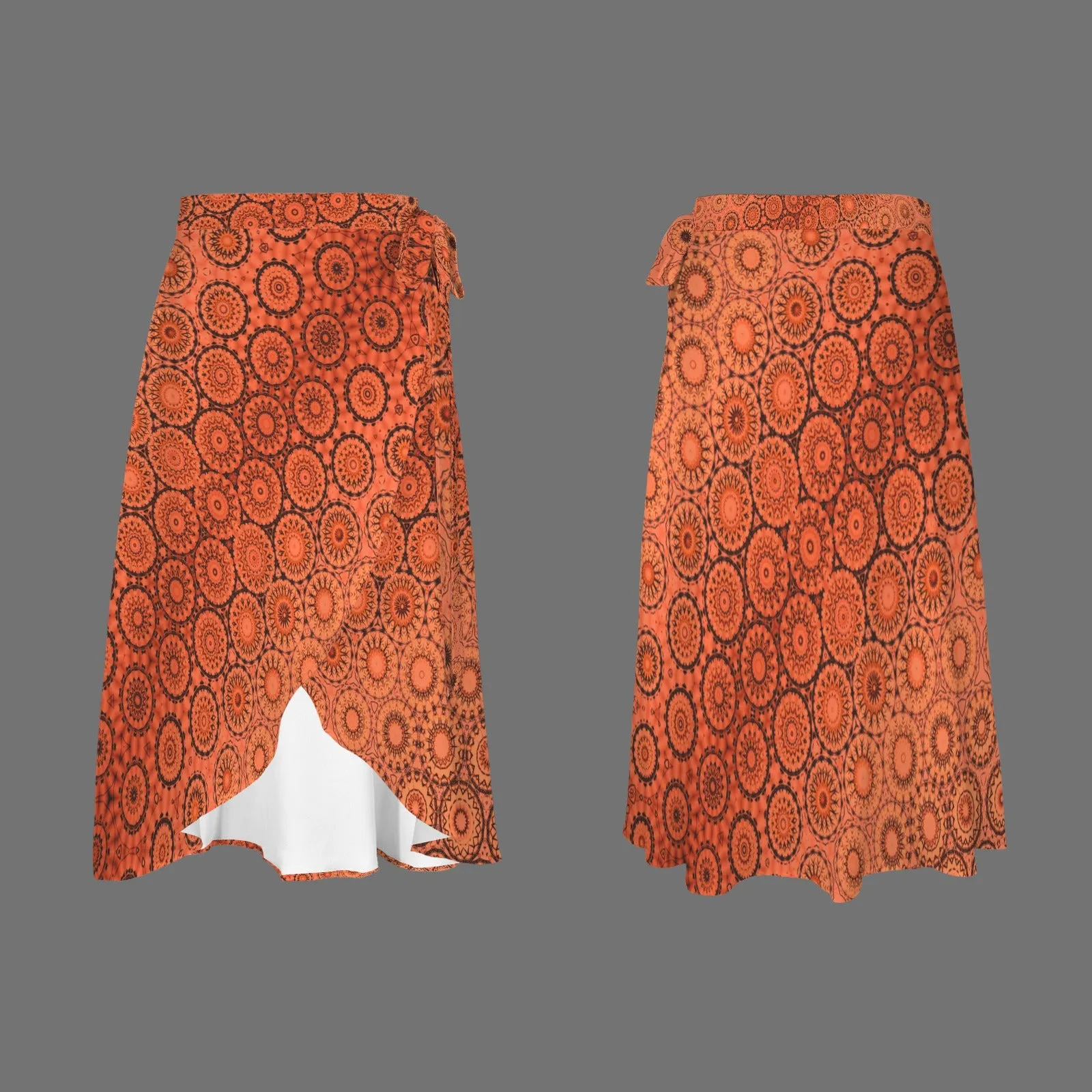 Tie Waist Wrap Skirt Orange Sunset