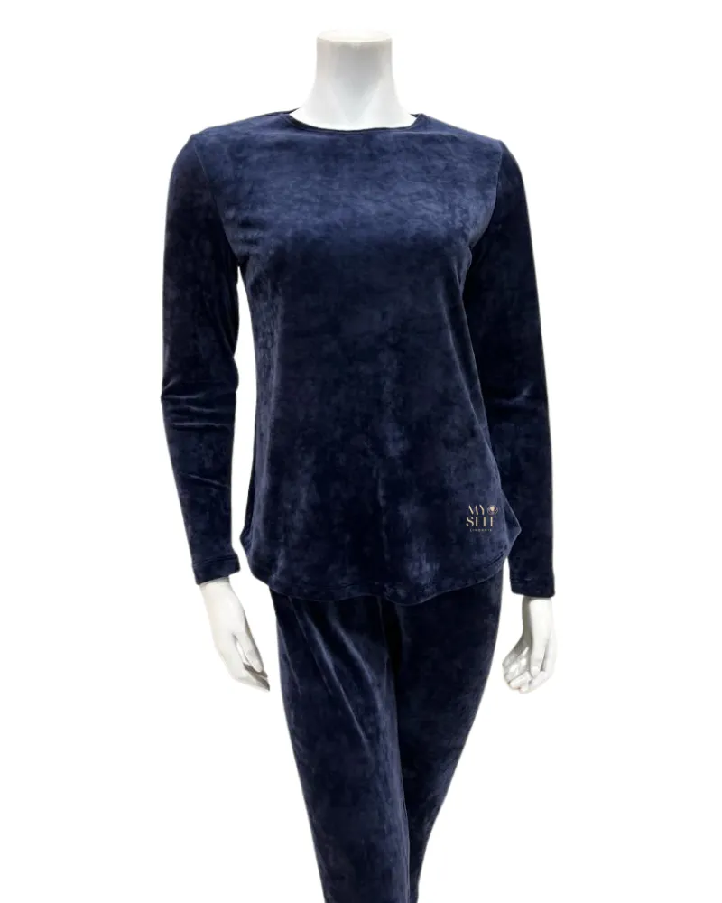 VLPJ-BLU Blue Velour Pajamas Set