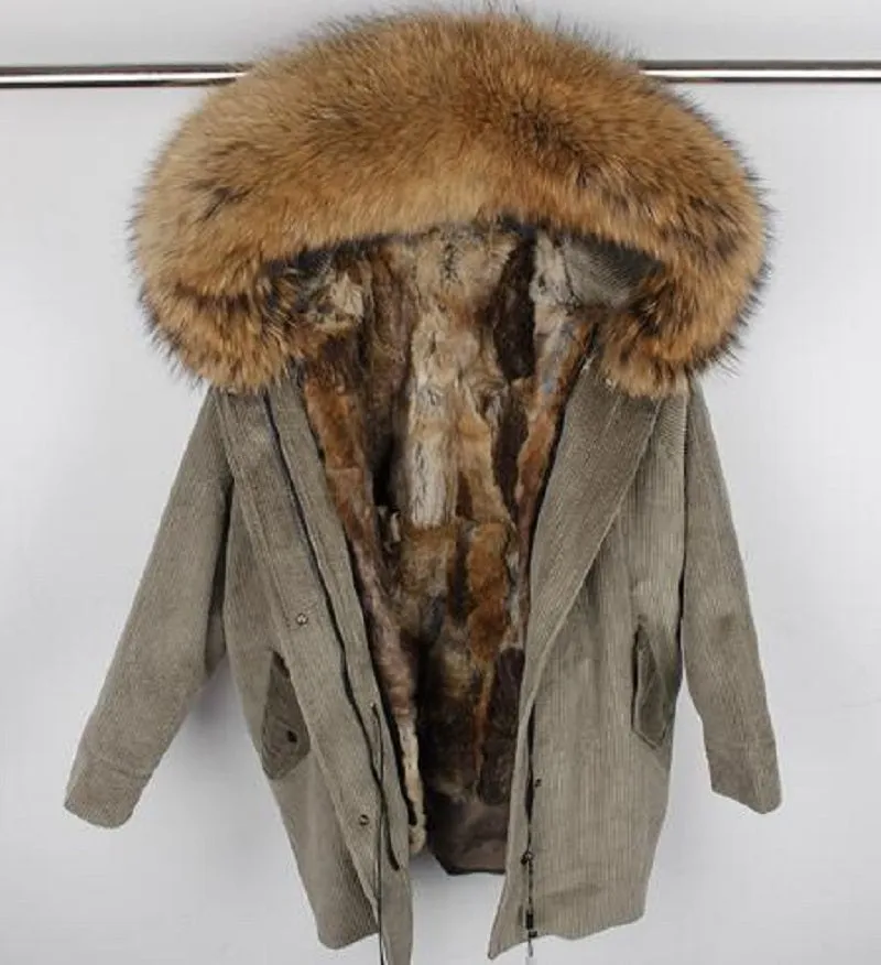 Women's Winter Casual Thick Loose Parka With Rabbit Fur