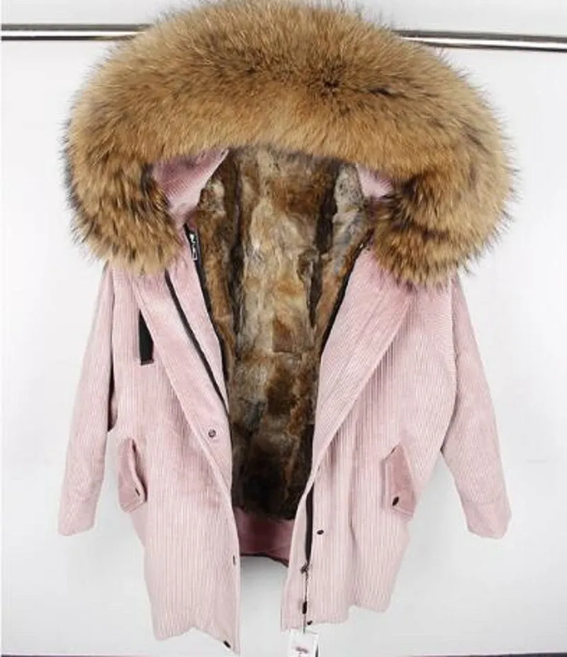 Women's Winter Casual Thick Loose Parka With Rabbit Fur