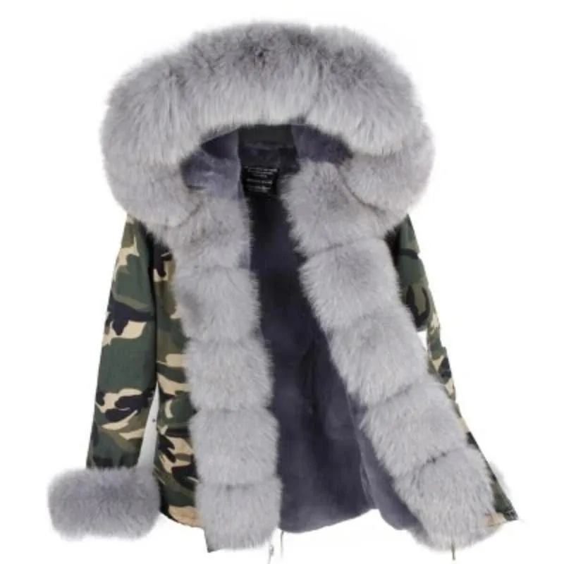 Women's Winter Casual Warm Hooded Parka With Fox Fur