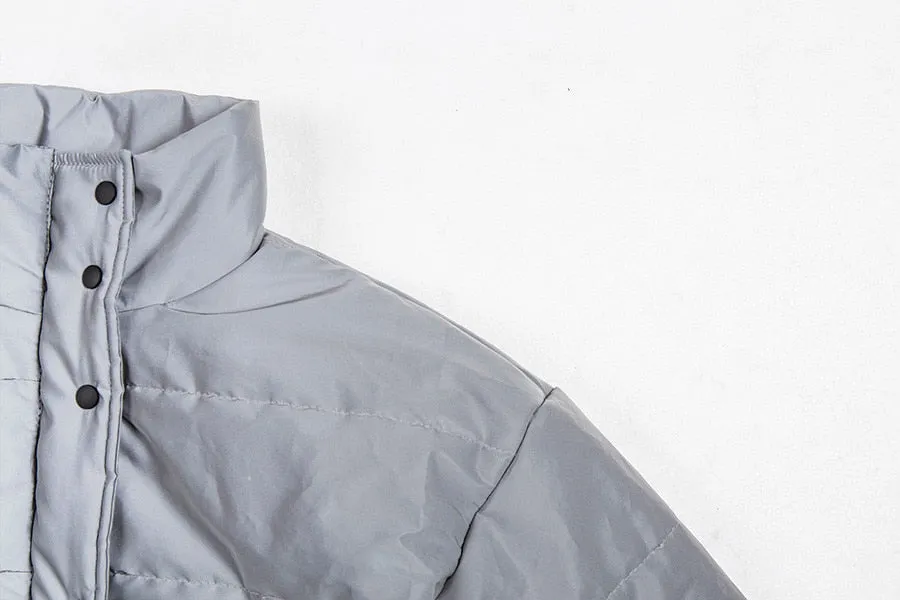 Women's Winter Warm Reflective Cotton-Padded Cropped Jacket